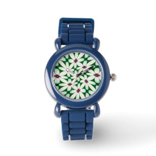 Reloj De Pulsera Patrón de flores blancas de nieve
