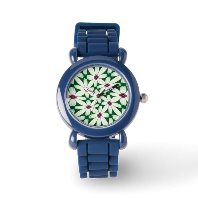 Reloj De Pulsera Patrón de flores blancas de nieve (Anverso)