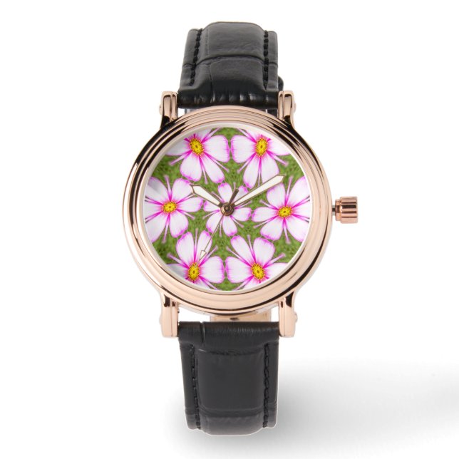 Reloj De Pulsera Patrón de flores de cosmos (Anverso)