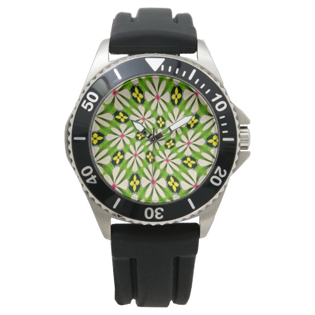 Reloj De Pulsera Patrón de flores estéticas (Anverso)