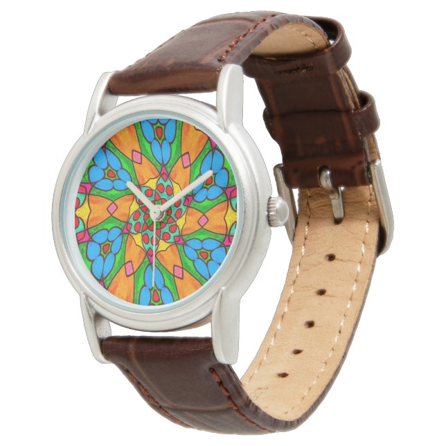 Reloj De Pulsera Patrón de flores estéticas (Angular)