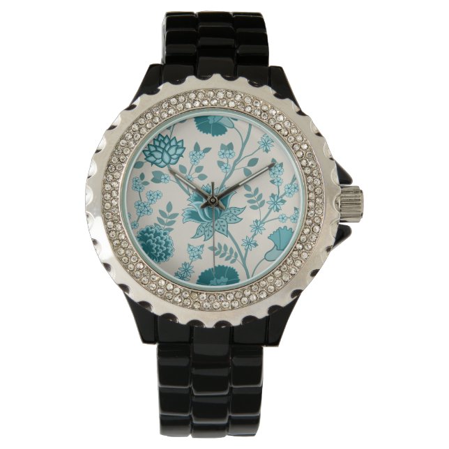 Reloj De Pulsera Patrón de flores jacobeas en crema (Anverso)