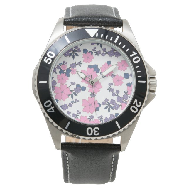 RELOJ DE PULSERA PATRÓN DE FLORES PURPILOTO Y PURPLE (Anverso)