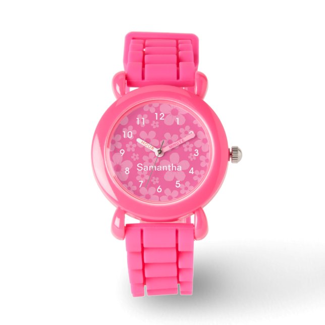 Reloj De Pulsera Patrón de flores rosadas (Anverso)