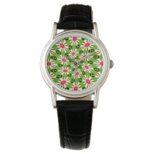 Reloj De Pulsera Patrón de flores rosadas y blancas