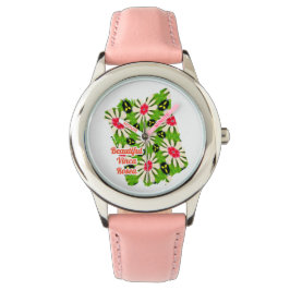 Reloj De Pulsera Patrón de flores rosadas y blancas