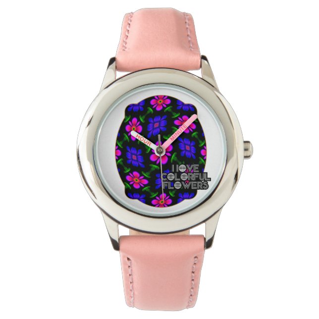 Reloj De Pulsera Patrón de flores rosas adorables (Anverso)