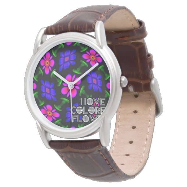 Reloj De Pulsera Patrón de flores rosas adorables (Angular)
