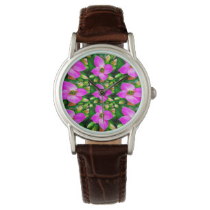 Reloj De Pulsera Patrón de flores tropicales rosadas