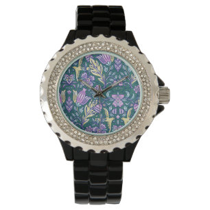Reloj De Pulsera Patrón de flores y pájaros de estilo antiguo