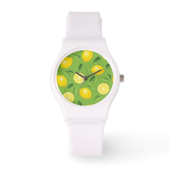 Reloj De Pulsera Patrón de fondo de lemones (Anverso)