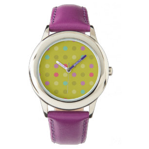 Reloj De Pulsera Patrón de fondo de puntos polacos