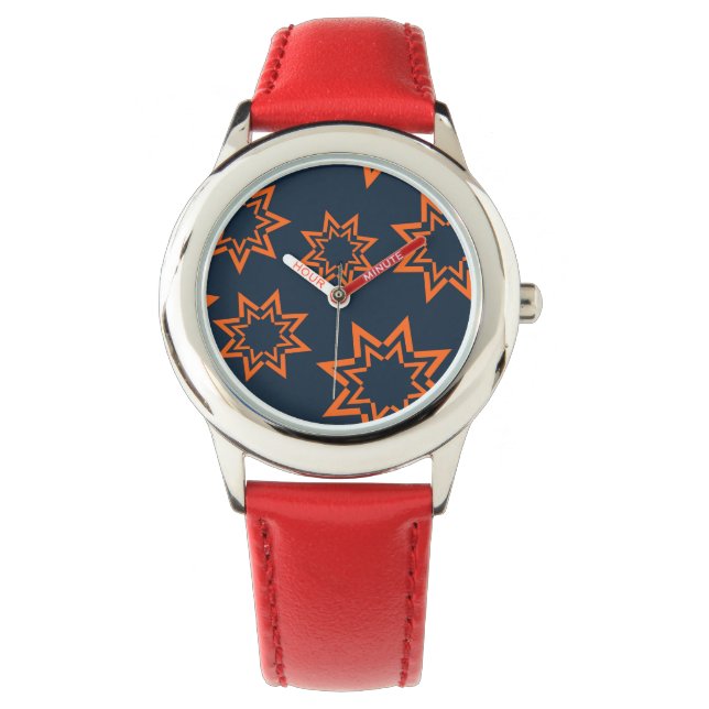 Reloj De Pulsera Patrón de forma de estrella naranja, fresco, moder (Anverso)