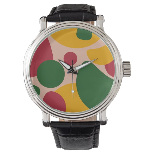 Reloj De Pulsera Patrón de formas abstractas retro atrevidas (Anverso)