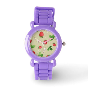 Reloj De Pulsera Patrón de fresas acuarelas