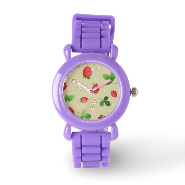 Reloj De Pulsera Patrón de fresas acuarelas (Anverso)