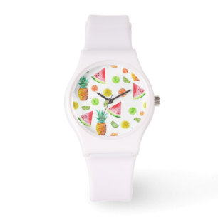 Reloj De Pulsera Patrón de fruta canalizada de color agua