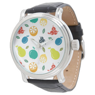 Reloj De Pulsera Patrón de frutas, Ciruela, Naranja, Limón, Pera, M