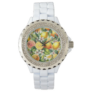 Reloj De Pulsera Patrón de frutas cítricas acuarela