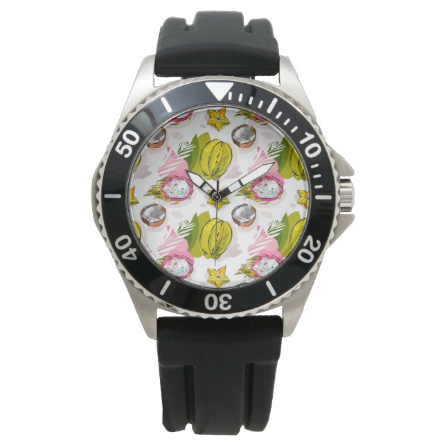 Reloj De Pulsera Patrón de frutas texturadas a mano libre (Anverso)