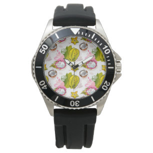 Reloj De Pulsera Patrón de frutas texturadas de mano libre