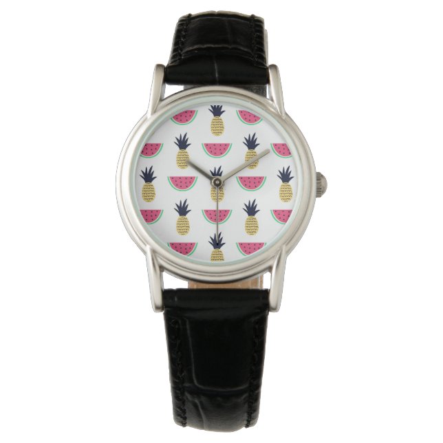 Reloj De Pulsera Patrón de garabato de piña y sandía (Anverso)