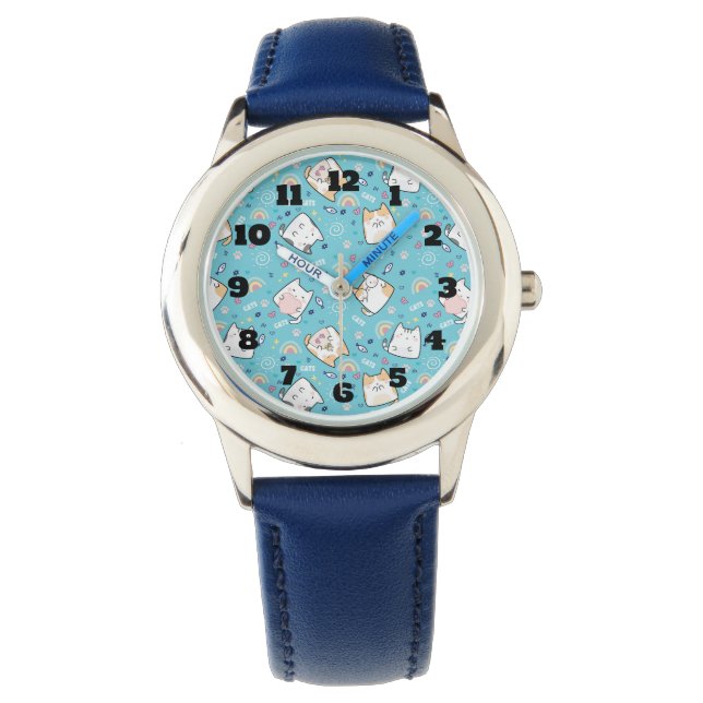 Reloj De Pulsera Patrón de gato kitty caprichoso (Anverso)