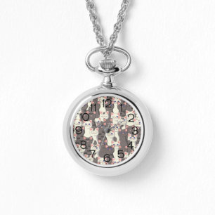 Reloj De Pulsera Patrón de gatos blancos y grises