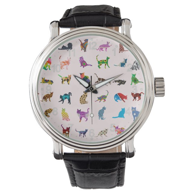 Reloj De Pulsera Patrón de gatos coloridos (Anverso)