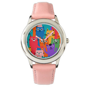Reloj De Pulsera Patrón de gatos coloridos