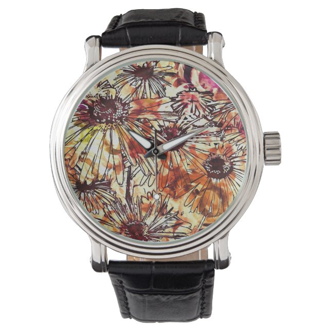 Reloj De Pulsera Patrón de girasol de mancha de pintura abstracta (Anverso)