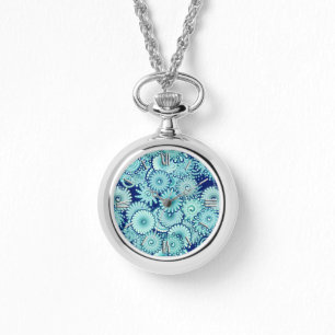 Reloj De Pulsera Patrón de giro fractal, tonos de azul denim