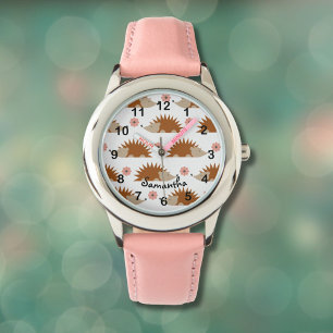 Reloj De Pulsera Patrón de hedgehog de corte con nombre personaliza