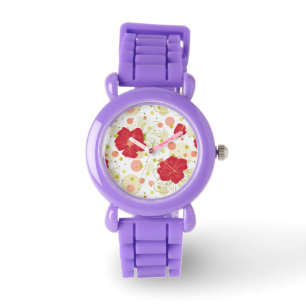 Reloj De Pulsera Patrón de hibiscus dibujado a mano