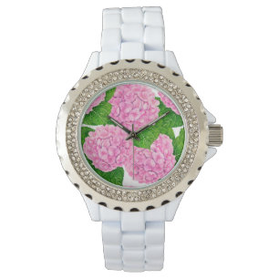 Reloj De Pulsera Patrón de hidrangea acuarela
