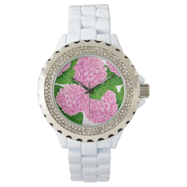 Reloj De Pulsera Patrón de hidrangea acuarela (Anverso)