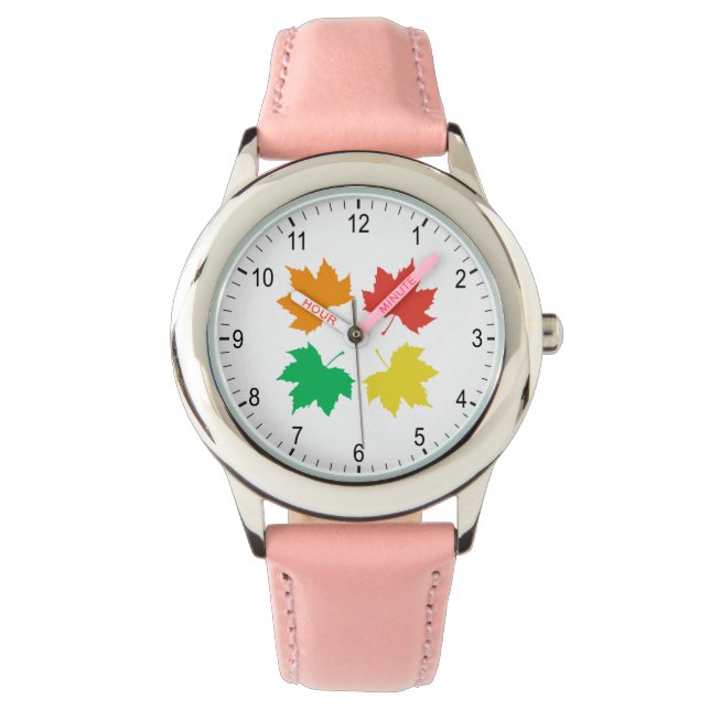 Reloj De Pulsera Patrón de hojas de arce coloridas (Anverso)