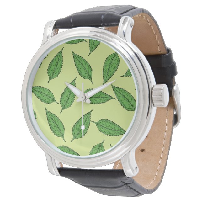 Reloj De Pulsera Patrón de Hojas, Patrón de Hoja, Hojas de Primaver (Angular)