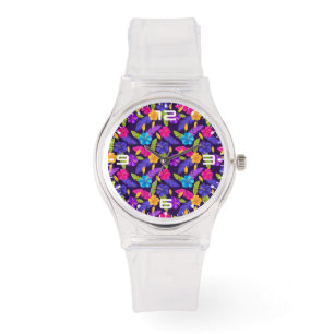 Reloj De Pulsera Patrón de hojas y flores tropicales-23857