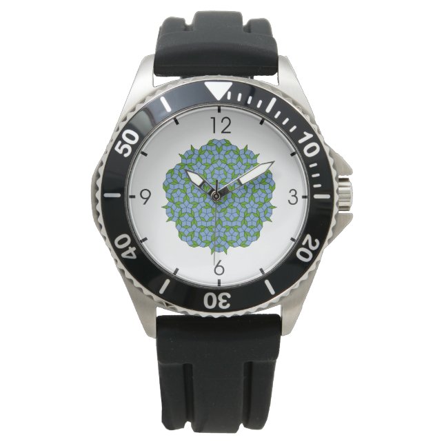 Reloj De Pulsera Patrón de hombus penrose verde y azul (Anverso)