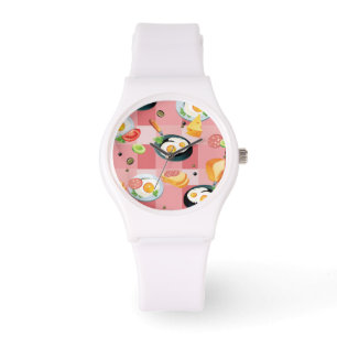 Reloj De Pulsera Patrón de huevos fritos y tomate
