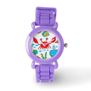 Reloj De Pulsera Patrón de Ilustracion colorido de vida marina