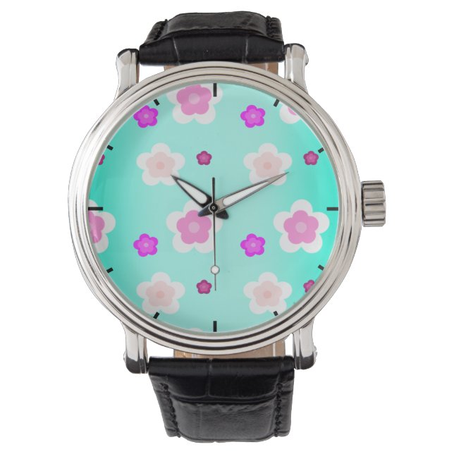 Reloj De Pulsera Patrón de la flora púrpura del gradiente de la pri (Anverso)