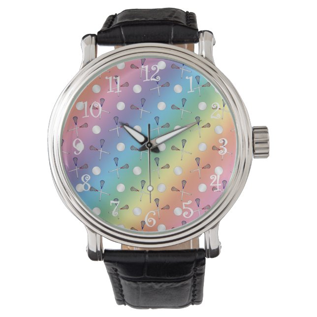 Reloj De Pulsera Patrón de lacrosía arcoiris (Anverso)