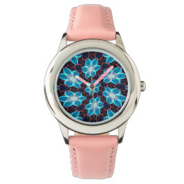 Reloj De Pulsera Patrón de las flores azules abstractas