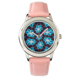 Reloj De Pulsera Patrón de las flores azules abstractas