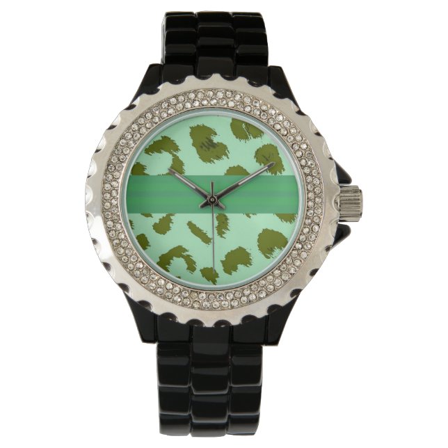 Reloj De Pulsera Patrón de Leopardo Verde en negrita (Anverso)