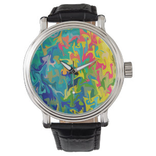 Reloj De Pulsera Patrón de líquido de tinta pintado de color artíst