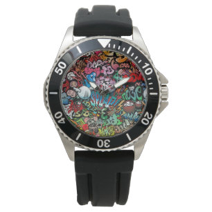 Reloj De Pulsera Patrón de los personajes del graffiti callejero ur