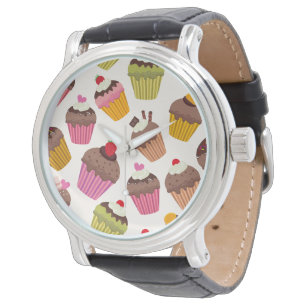 Reloj De Pulsera Patrón de magdalena, patrón de muffin, chocolate,
